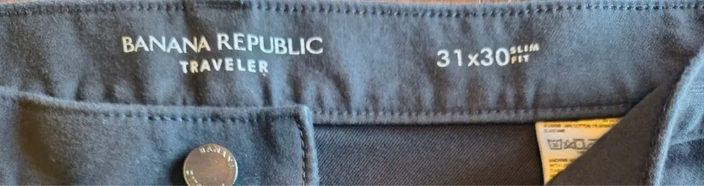 Banana Republic Men's Slim Traveler Pants Dark Grey 31x30 Stretch 5-Pocket